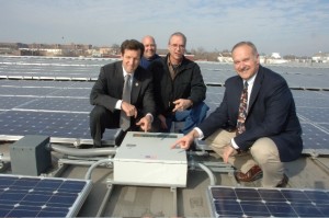 Congressman Russ Carnahan gets a tour of the solar roof on the Walsh and Associates warehouse